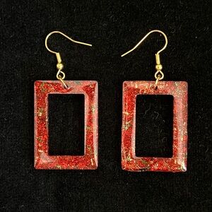 Elegant Red and Gold Dangle Earrings